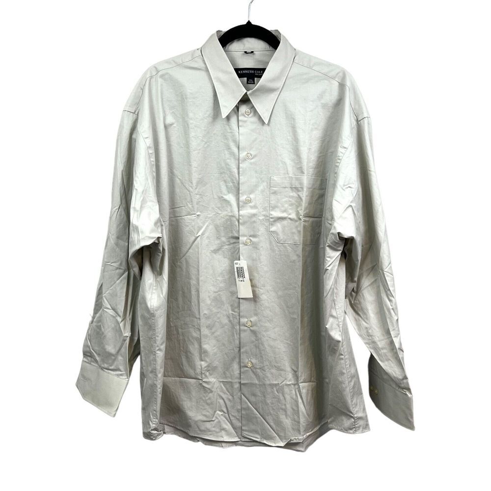Kenneth Cole New York Dress Shirt Long Sleeve Pen Pocket Green Men 34/35 17.5*